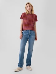 Gap Red Stripe Crew Neck Cotton Vintage Shrunken T-Shirt - Image 3 of 3