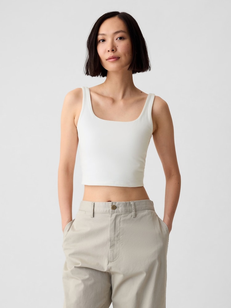 Gap White Built in Bra Cropped Vest Top - Image 1 of 4 Gap White Built in Bra Cropped Vest Top - Image 1 of 4