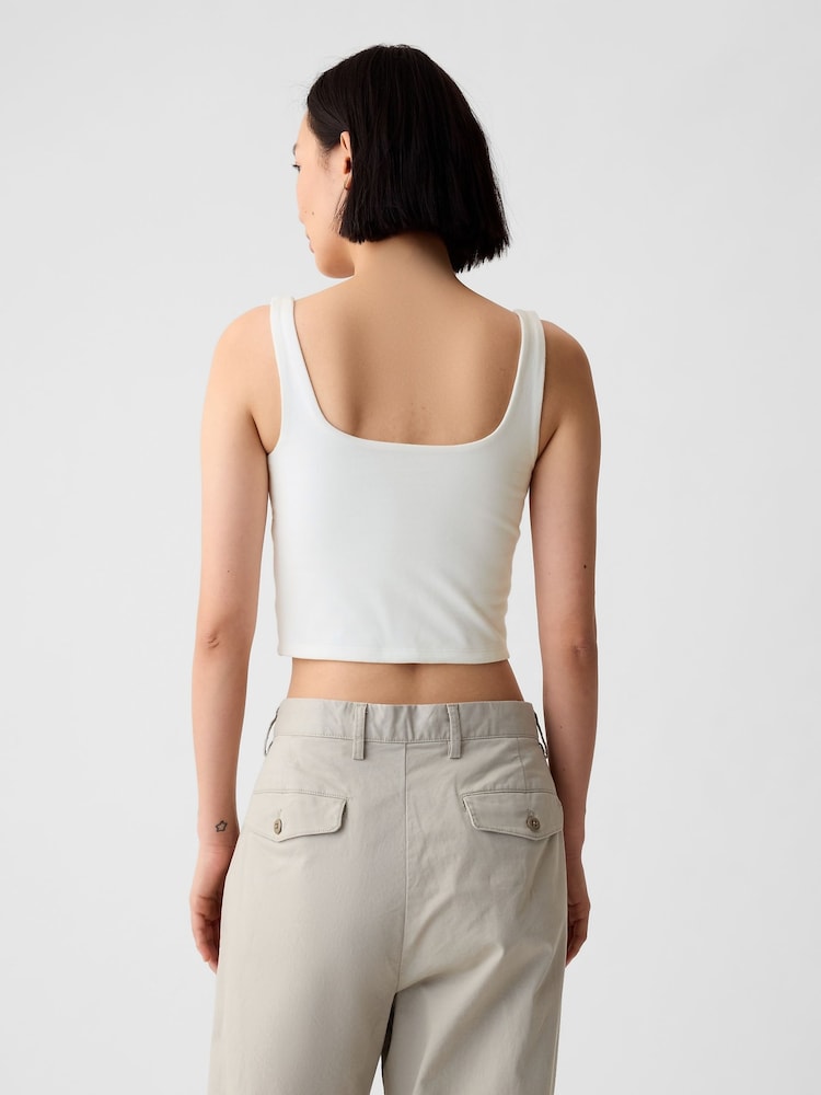 Gap White Built in Bra Cropped Vest Top - Image 2 of 4 Gap White Built in Bra Cropped Vest Top - Image 2 of 4