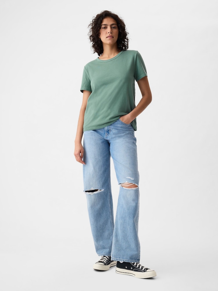 Gap Green Crew Neck Vintage 100% Organic Cotton Short Sleeve T-Shirt - Image 1 of 3