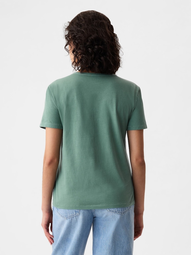 Gap Green Crew Neck Vintage 100% Organic Cotton Short Sleeve T-Shirt - Image 2 of 3