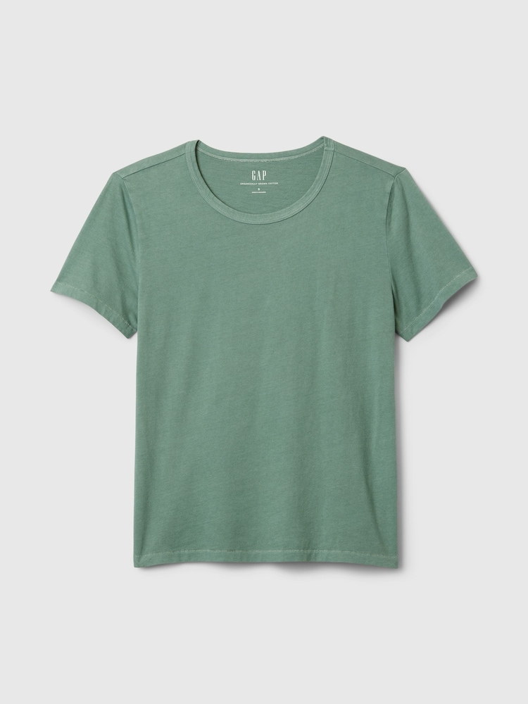 Gap Green Crew Neck Vintage 100% Organic Cotton Short Sleeve T-Shirt - Image 3 of 3 Gap Green Crew Neck Vintage 100% Organic Cotton Short Sleeve T-Shirt - Image 3 of 3