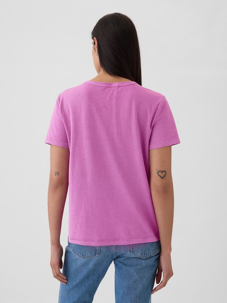 Gap Pink Organic Cotton Vintage Short Sleeve T-Shirt - Image 2 of 4 Gap Pink Organic Cotton Vintage Short Sleeve T-Shirt - Image 2 of 4