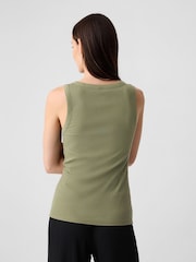 Gap Khaki Green Soft Ribbed Sleeveless Vest Top - Image 2 of 5