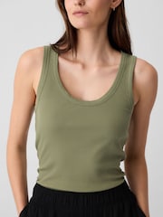 Gap Khaki Green Soft Ribbed Sleeveless Vest Top - Image 4 of 5