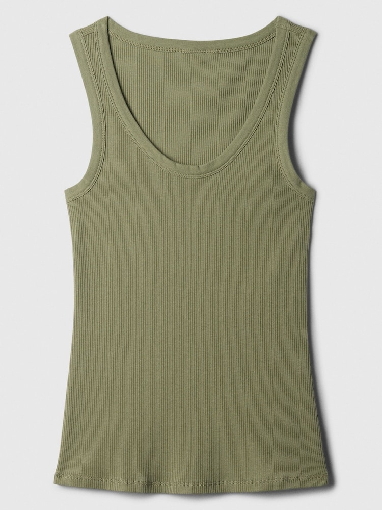 Gap Khaki Green Soft Ribbed Sleeveless Vest Top - Image 5 of 5