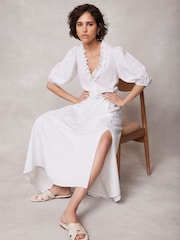 Mint Velvet White Striped Ruffle Top - Image 3 of 9