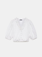 Mint Velvet White Striped Ruffle Top - Image 7 of 9
