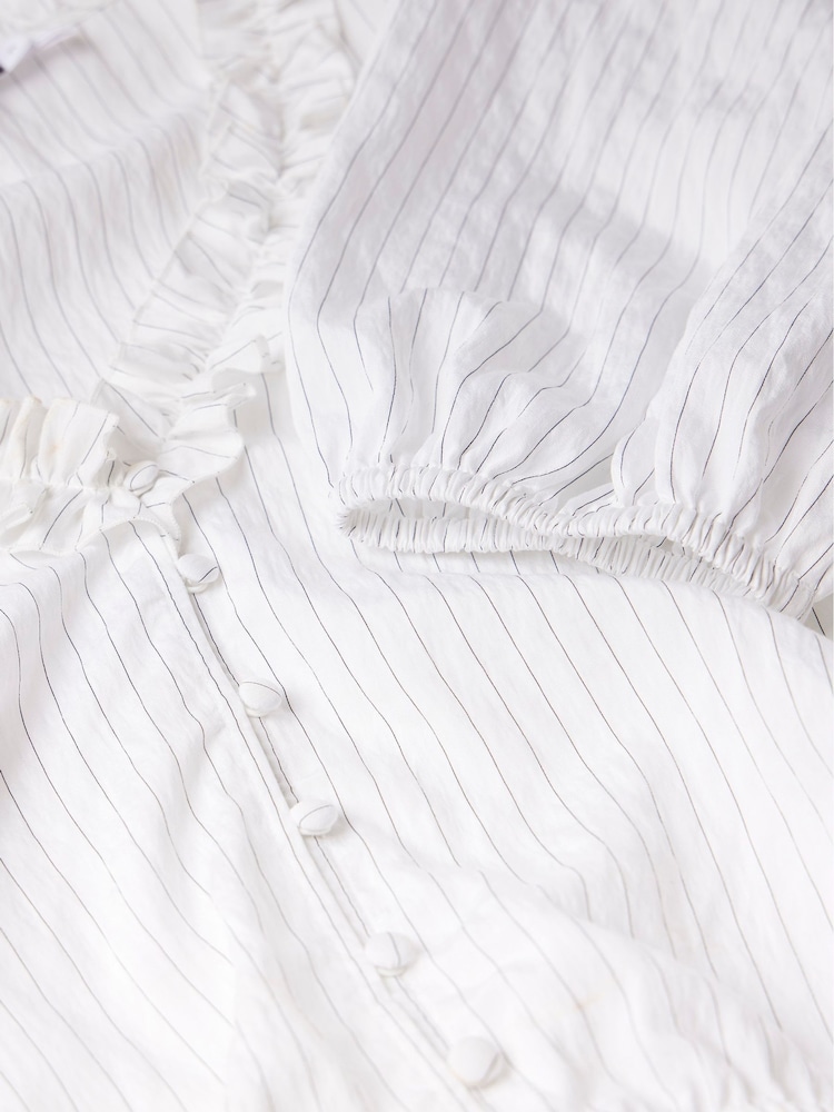 Mint Velvet White Striped Ruffle Top - Image 9 of 9
