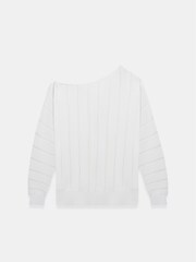 Mint Velvet White Stripe Batwing Jumper - Image 3 of 4