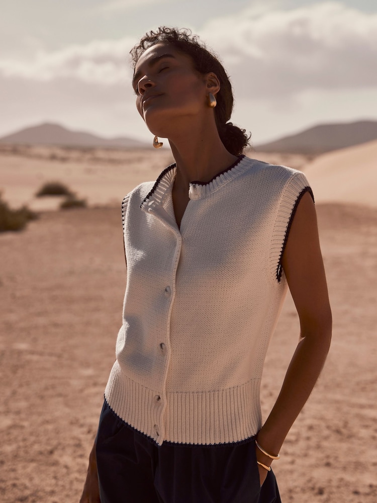 Mint Velvet White Cotton Sleeveless Top - Image 1 of 1