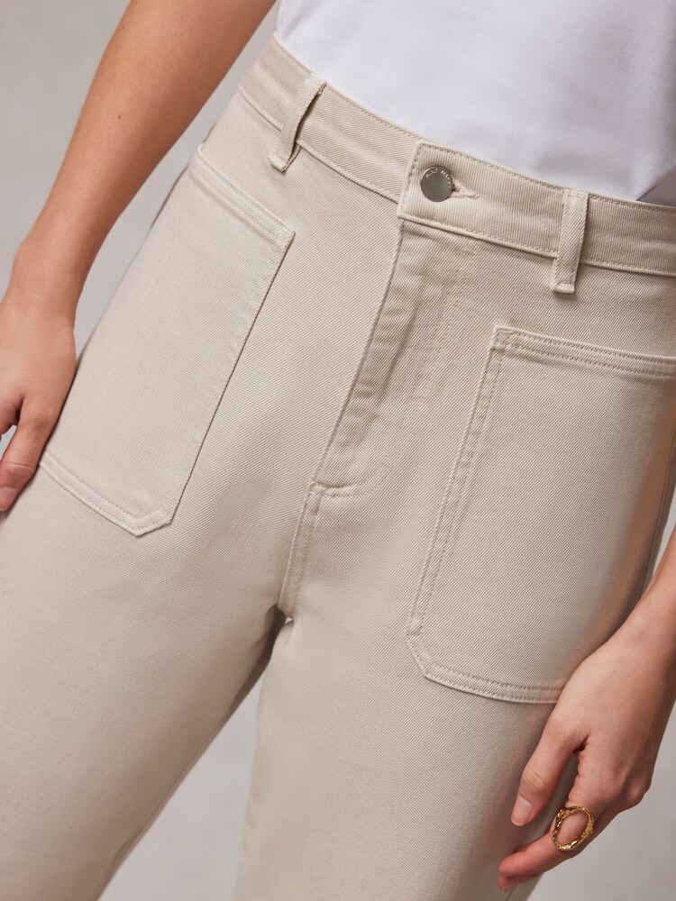 Mint Velvet Cream Beige Cropped Wide Jeans - Image 2 of 4