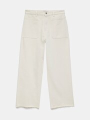 Mint Velvet Cream Beige Cropped Wide Jeans - Image 3 of 4