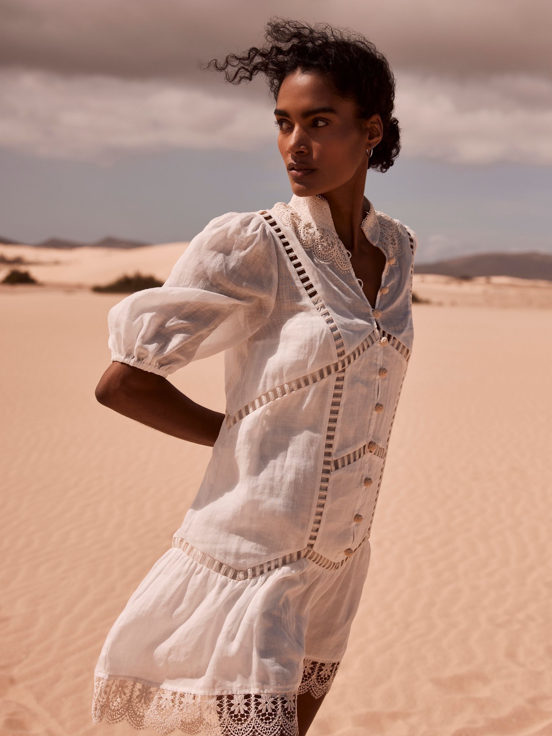 Buy Mint Velvet White Embroidered Mini Dress from Next Kuwait