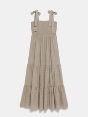 Mint Velvet Brown Textured Tie Maxi Dress - Image 3 of 4