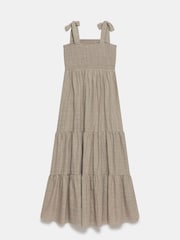 Mint Velvet Brown Textured Tie Maxi Dress - Image 4 of 4