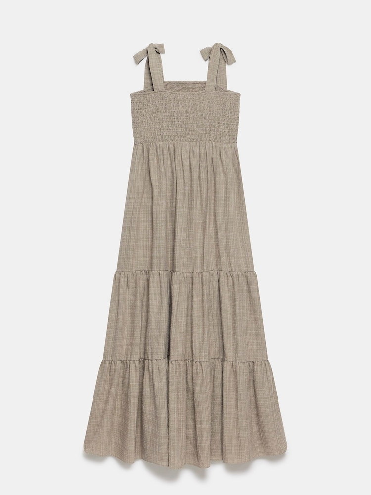 Mint Velvet Brown Textured Tie Maxi Dress - Image 4 of 4