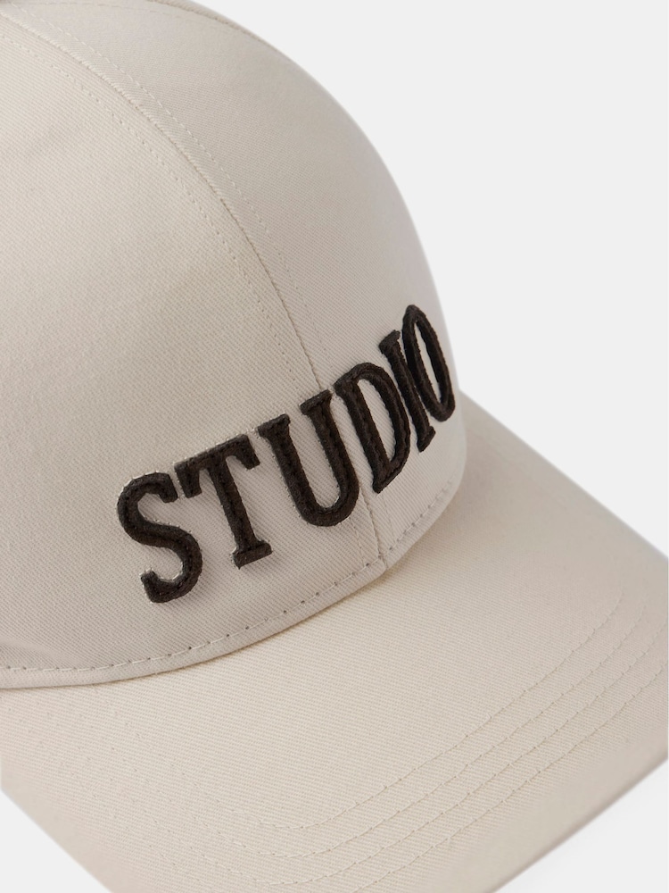 Mint Velvet Cream 100% Cotton Studio Logo Cap - Image 4 of 4