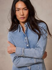 Mint Velvet Blue 100% Cotton Denim Fitted Shirt - Image 4 of 9