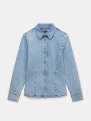 Mint Velvet Blue 100% Cotton Denim Fitted Shirt - Image 7 of 9