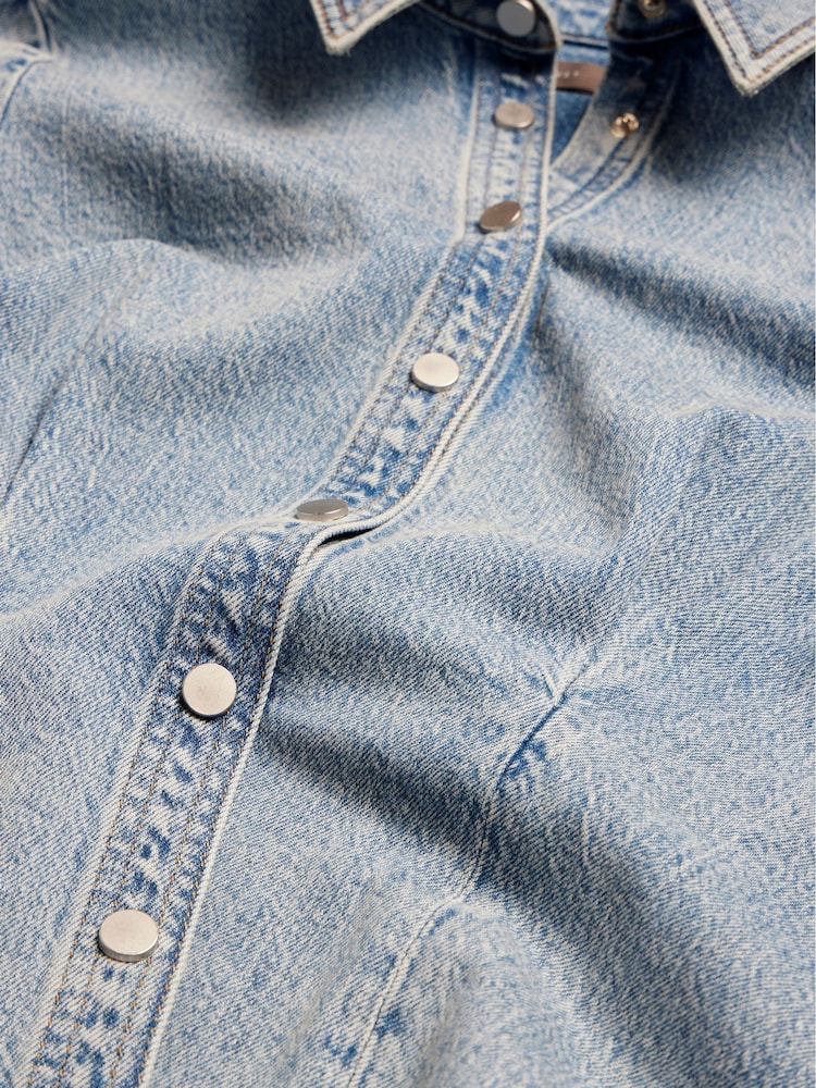 Mint Velvet Blue 100% Cotton Denim Fitted Shirt - Image 9 of 9