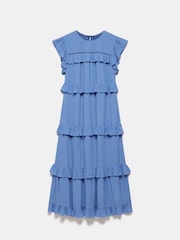Mint Velvet Blue Ruffle Midi Dress - Image 3 of 4