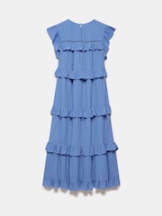 Mint Velvet Blue Ruffle Midi Dress - Image 4 of 4