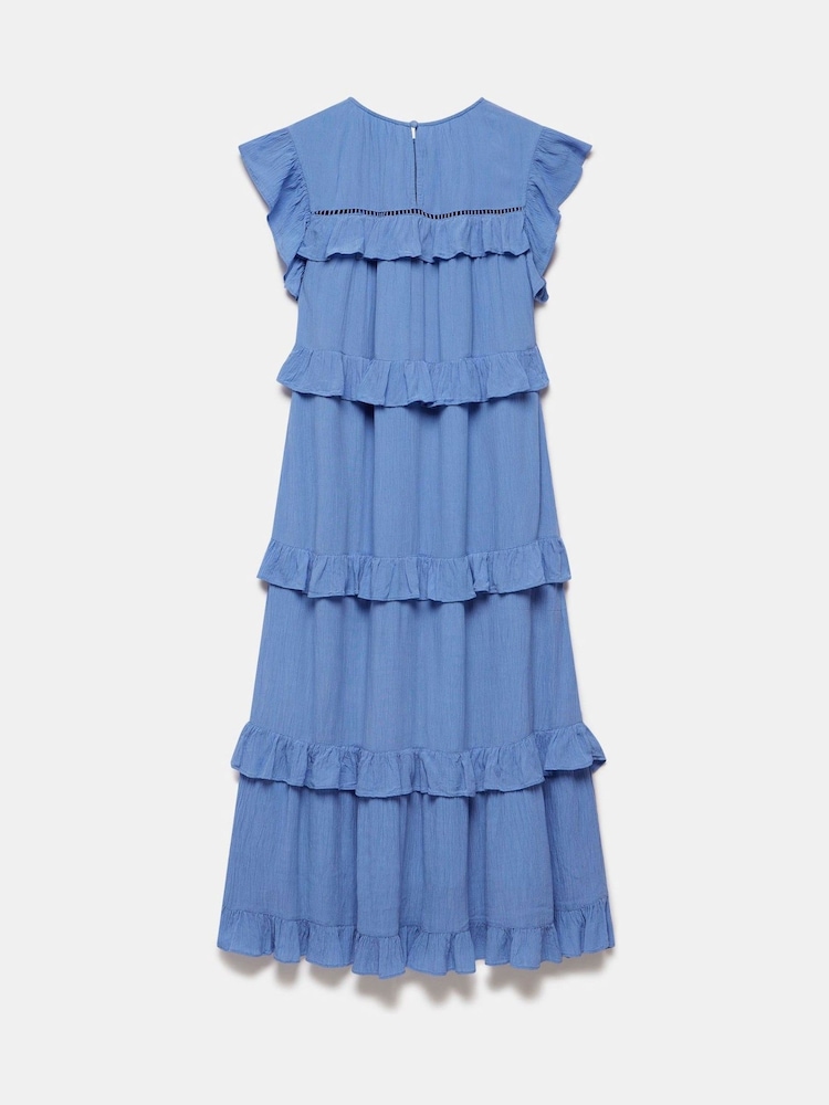 Mint Velvet Blue Ruffle Midi Dress - Image 4 of 4