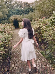 Angel & Rocket Cream Portia Pleated Bodice Bow Dress - Image 2 of 4
