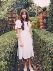 Angel & Rocket Cream Portia Pleated Bodice Bow Dress - Image 3 of 4