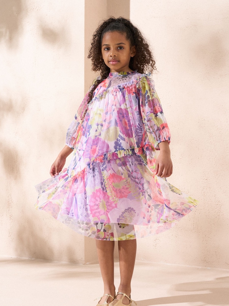 Angel & Rocket Multi Pink Cara Printed Swing Mesh Dress - Image 1 of 5 Angel & Rocket Multi Pink Cara Printed Swing Mesh Dress - Image 1 of 5