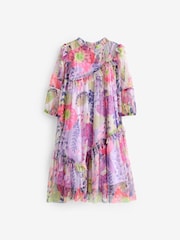 Angel & Rocket Multi Pink Eleanor Floral Print Mesh Dress - Image 5 of 5