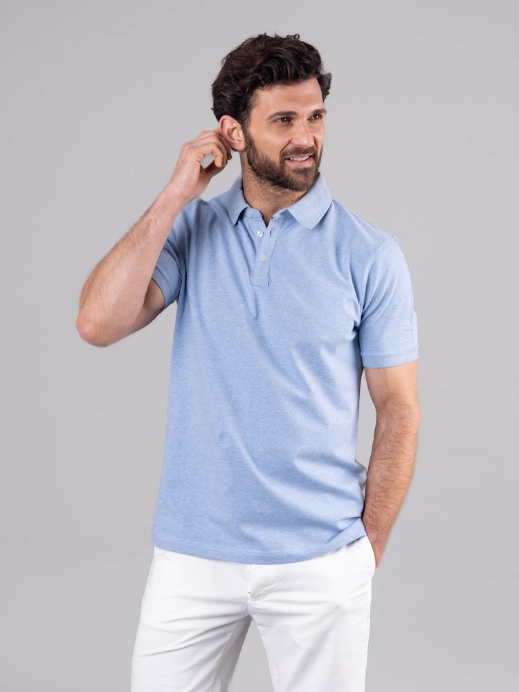 Lakeland Clothing Blue Hudson Cotton Blend Short Sleeve Polo Shirt - Image 1 of 6