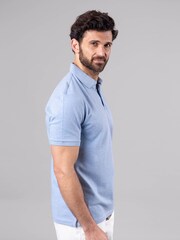 Lakeland Clothing Blue Hudson Cotton Blend Short Sleeve Polo Shirt - Image 2 of 6