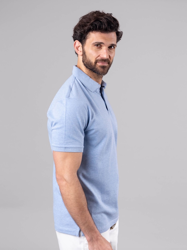 Lakeland Clothing Blue Hudson Cotton Blend Short Sleeve Polo Shirt - Image 2 of 6