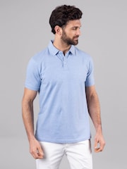 Lakeland Clothing Blue Hudson Cotton Blend Short Sleeve Polo Shirt - Image 5 of 6