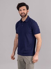 Lakeland Clothing Blue Hudson Cotton Blend Short Sleeve 100% Cotton Polo Shirt - Image 1 of 1