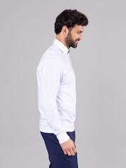 Lakeland Clothing Clive Cotton Blend Long Sleeve White Polo Shirt - Image 2 of 7