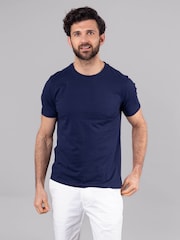 Lakeland Clothing Blue Logan Cotton Blend Short Sleeve T-Shirt - Image 1 of 6