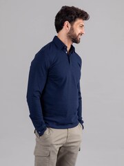 Lakeland Clothing Blue Clive Cotton Blend Long Sleeve Polo Shirt - Image 2 of 8