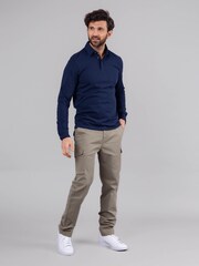Lakeland Clothing Blue Clive Cotton Blend Long Sleeve Polo Shirt - Image 6 of 8