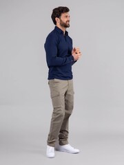 Lakeland Clothing Blue Clive Cotton Blend Long Sleeve Polo Shirt - Image 7 of 8