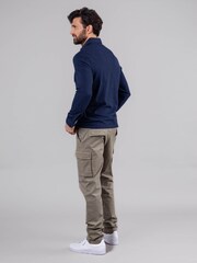Lakeland Clothing Blue Clive Cotton Blend Long Sleeve Polo Shirt - Image 8 of 8