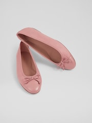 Розовый - LK Bennett Leather And Patent Kara Toe Cap Ballerinas - Image 3 of 4