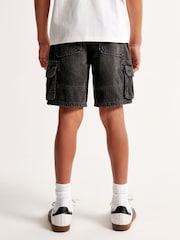 Abercrombie & Fitch Loose Fit Denim Black Cargo Shorts - Image 2 of 7