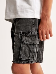 Abercrombie & Fitch Loose Fit Denim Black Cargo Shorts - Image 6 of 7