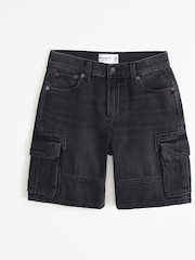 Abercrombie & Fitch Loose Fit Denim Black Cargo Shorts - Image 7 of 7