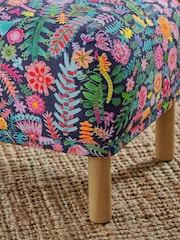 Lucy Tiffney Navy Ditsy Floral Footstool - Image 2 of 7
