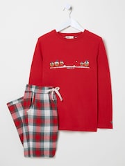 FatFace Red Having a Pud Time Pyjamas Set - Image 1 of 5