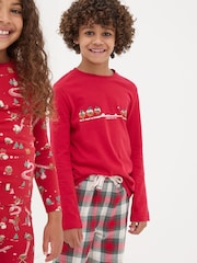 FatFace Red Having a Pud Time Pyjamas Set - Image 2 of 5